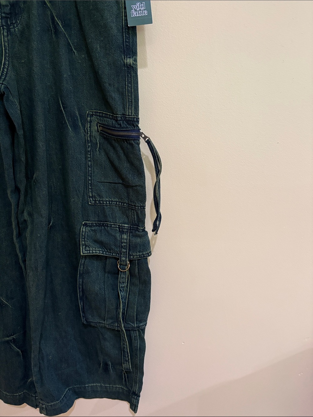 wild fable Dark Green Wide-Leg Cargo Jeans - Picture 5 of 11